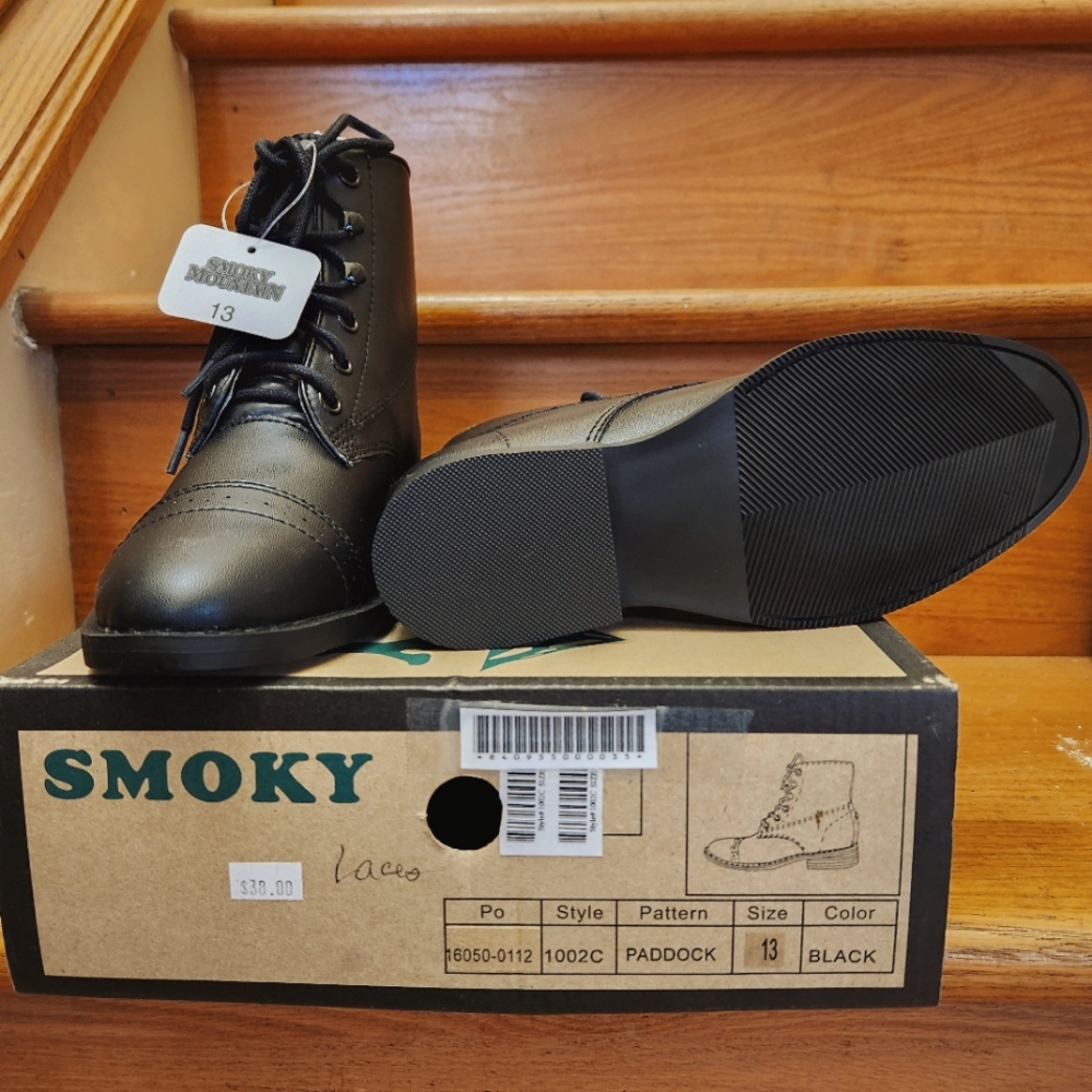 Kids black synthetic paddock boots